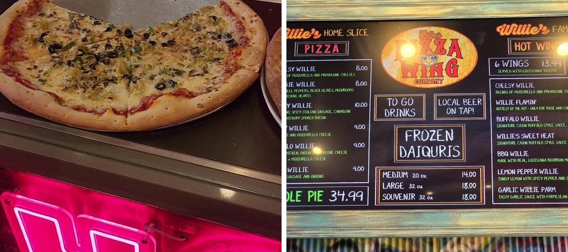 Willie's Pizza Joint Menu